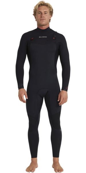 2026 Billabong Mens Revolution Natural 3/2mm Chest Zip Wetsuit 24AW193511 - Black Red